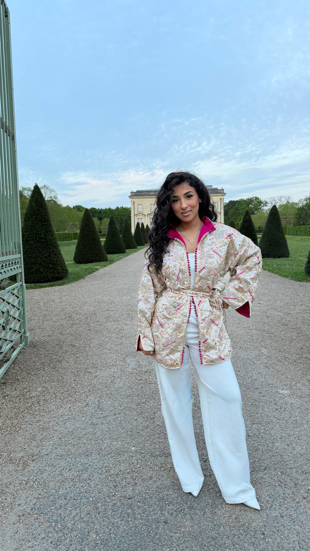 Kimono sari blanc cassé fushia 🌺🪡