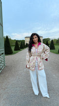 Kimono sari blanc cassé fushia 🌺🪡