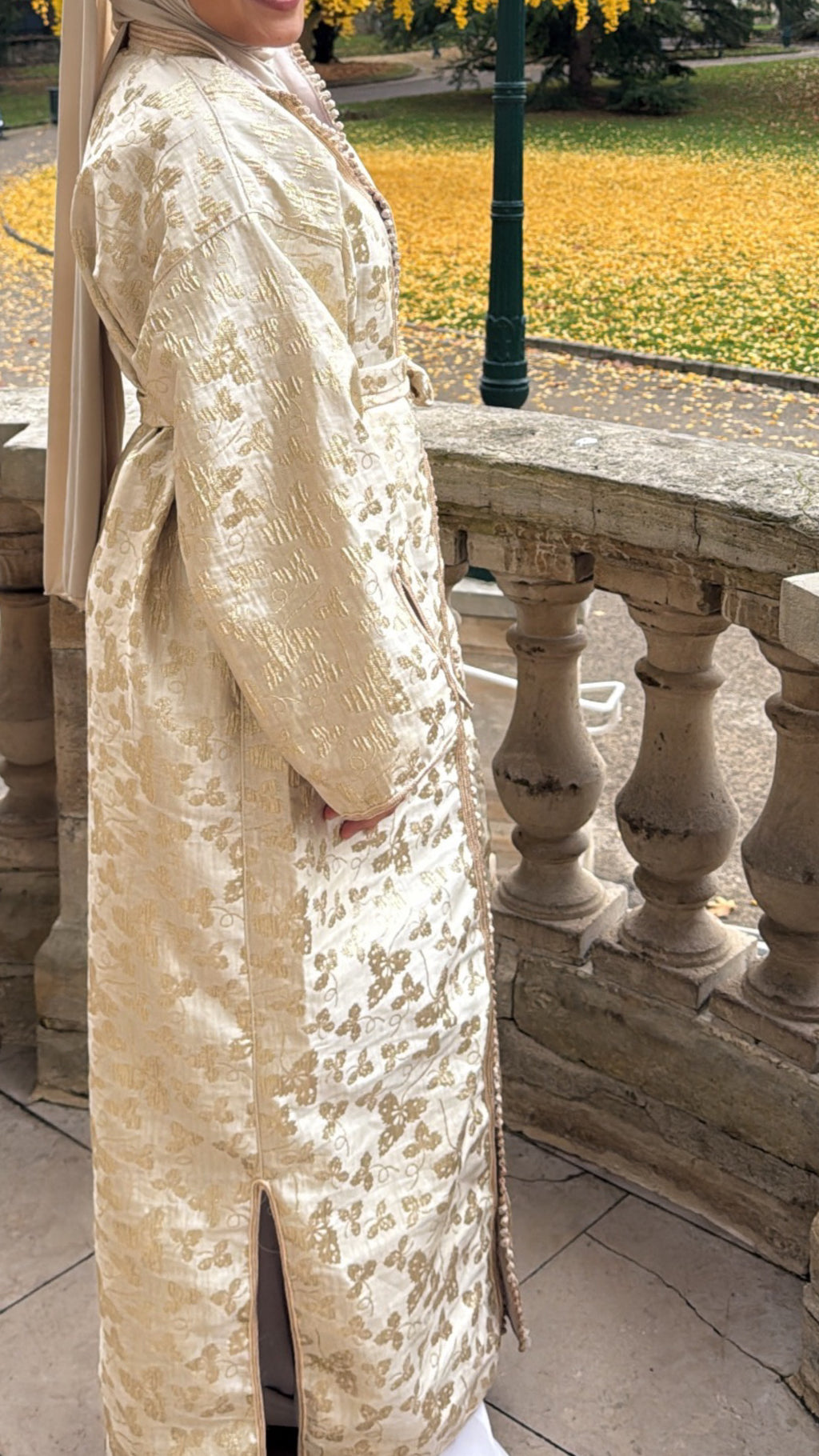 Kimono long doré intérieur beige 🪡