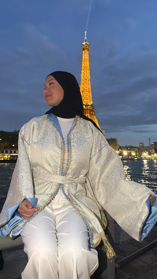 Kimono argenté , bleu 🩵🪡