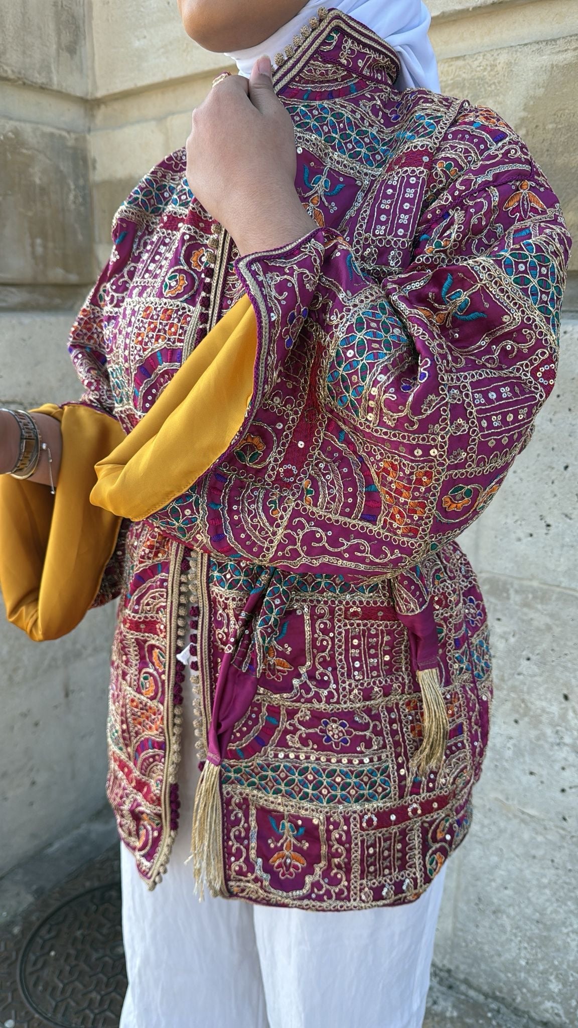 Kimono prune intérieur moutarde 🪡