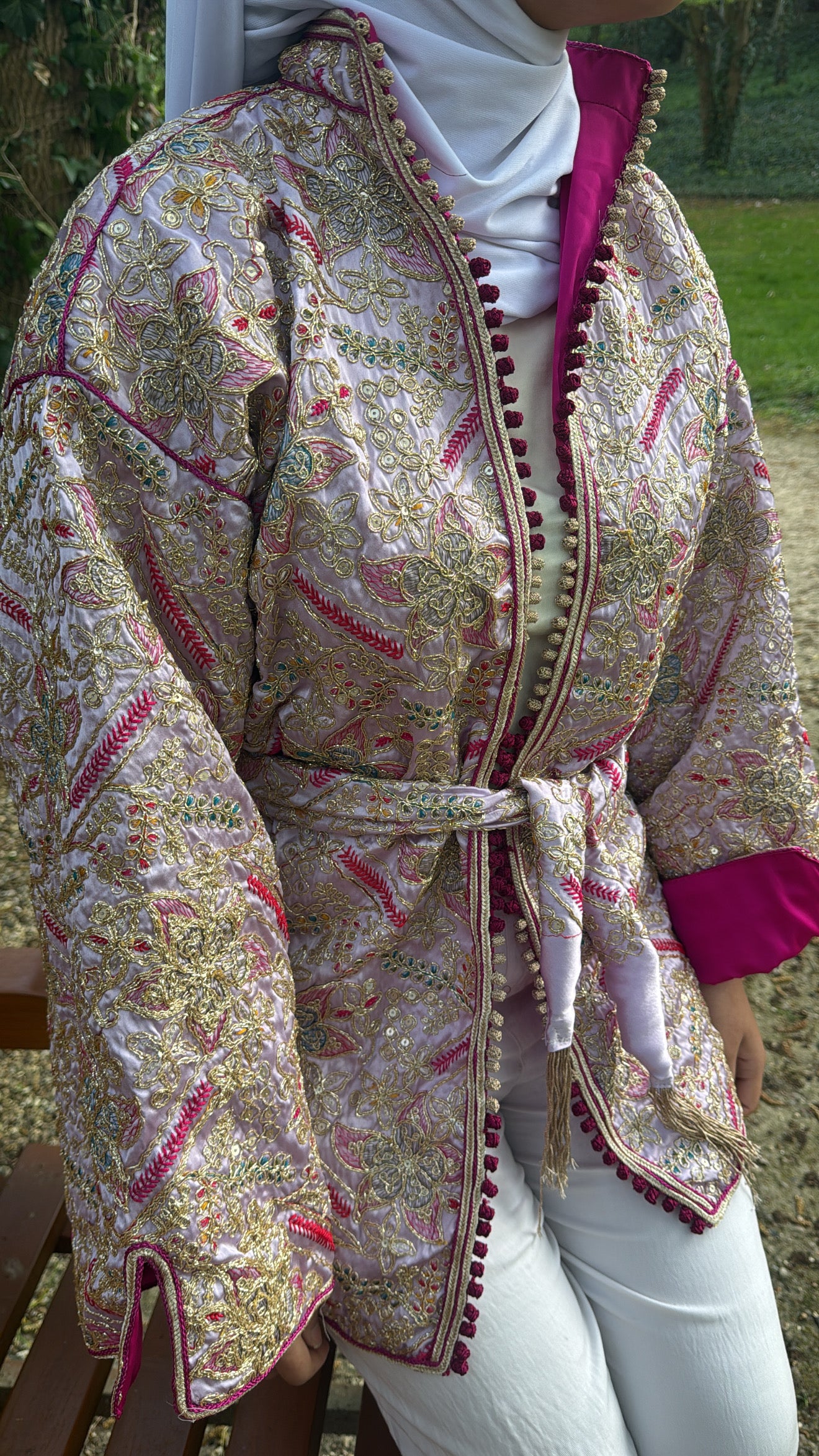 Kimono violet poudré intérieur fushia 🪡🎀