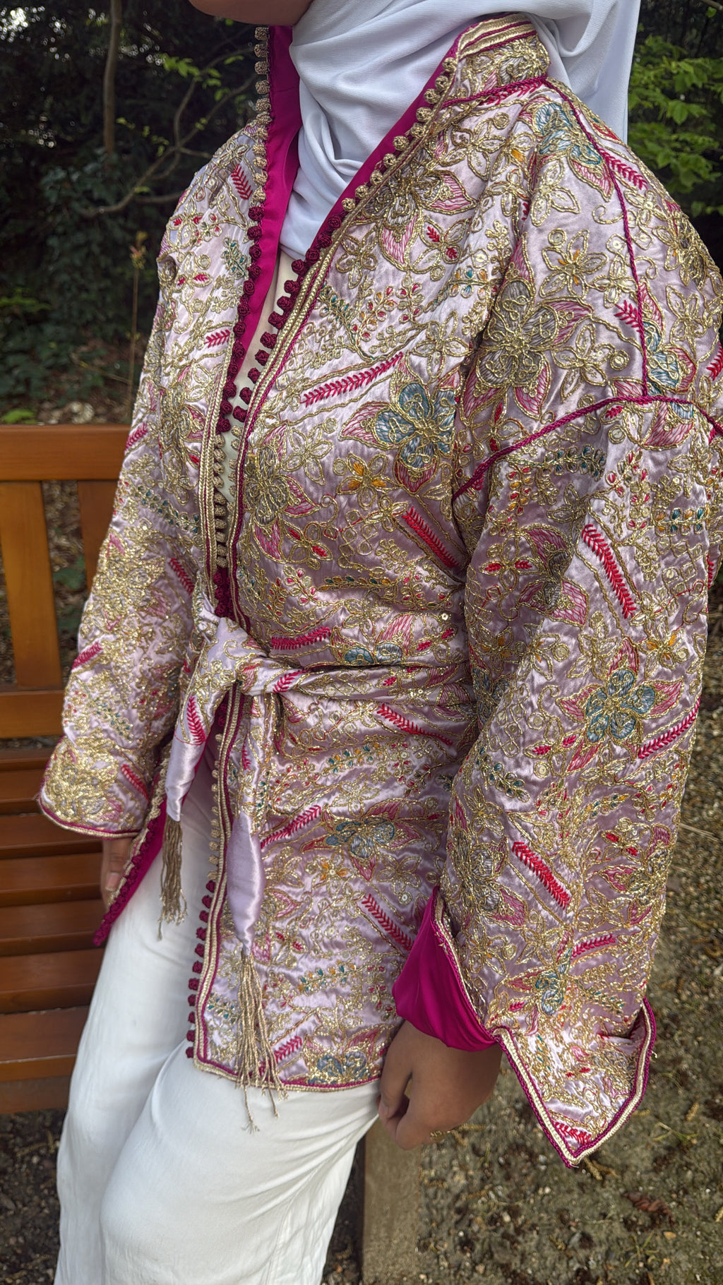 Kimono violet poudré intérieur fushia 🪡🎀
