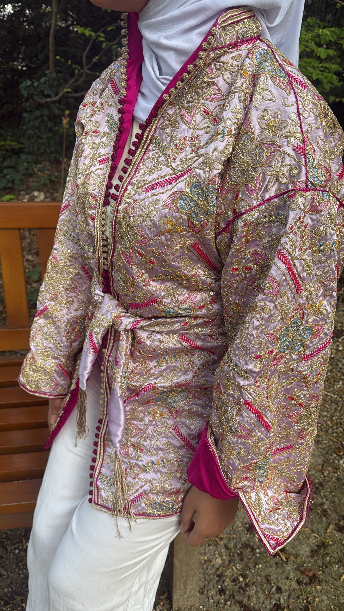 Kimono violet poudré intérieur fushia 🪡🎀