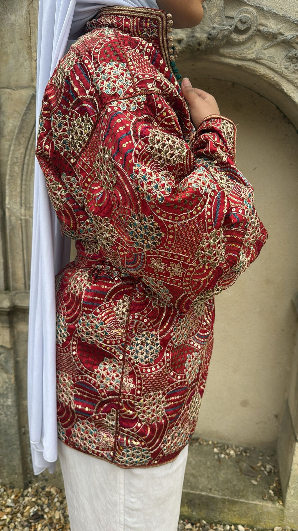 Kimono  rouge intérieur vert émeraude