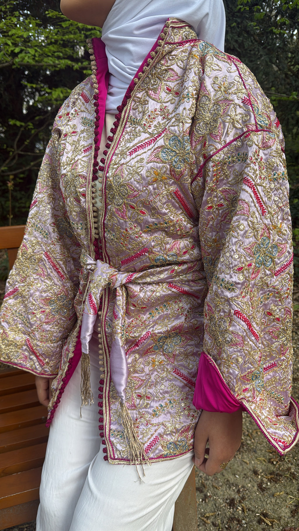 Kimono violet poudré intérieur fushia 🪡🎀