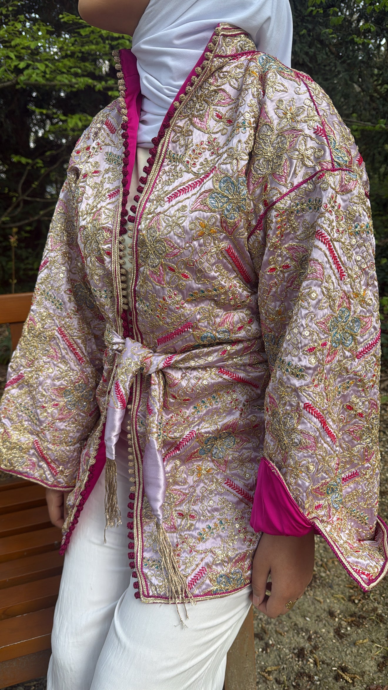 Kimono violet poudré intérieur fushia 🪡🎀