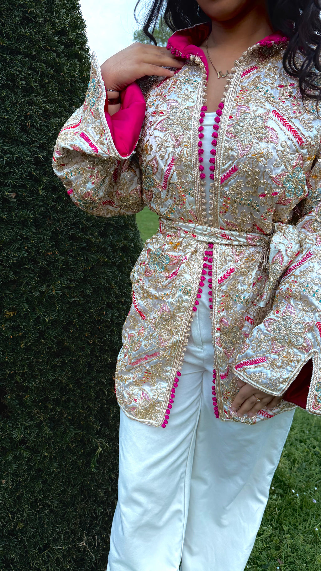 Kimono sari blanc cassé fushia 🌺🪡