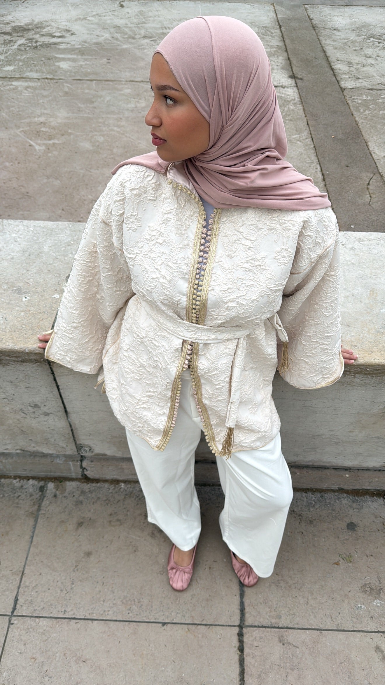 Kimono brocard beige clair 🪡