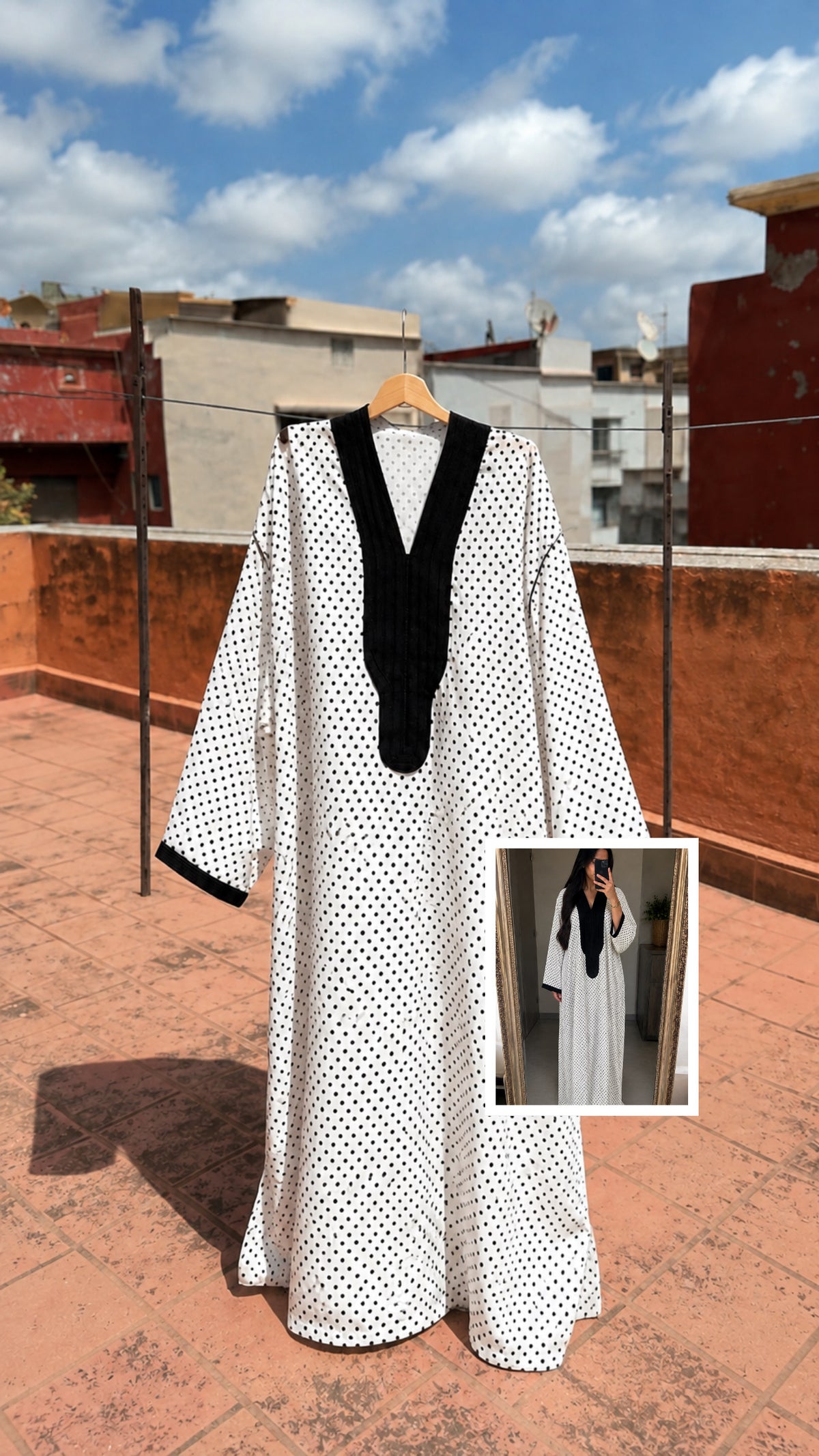 Gandoura petit pois blanc 🪡🤍