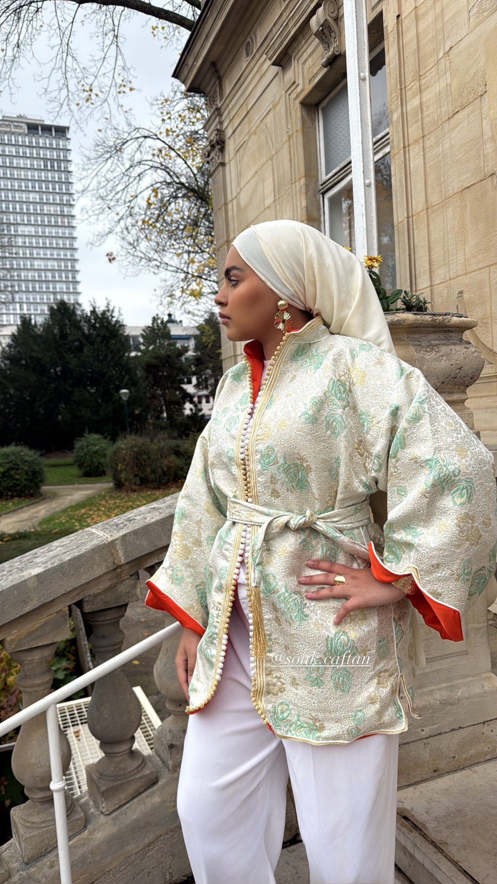 Kimono vert intérieur orange 🪡