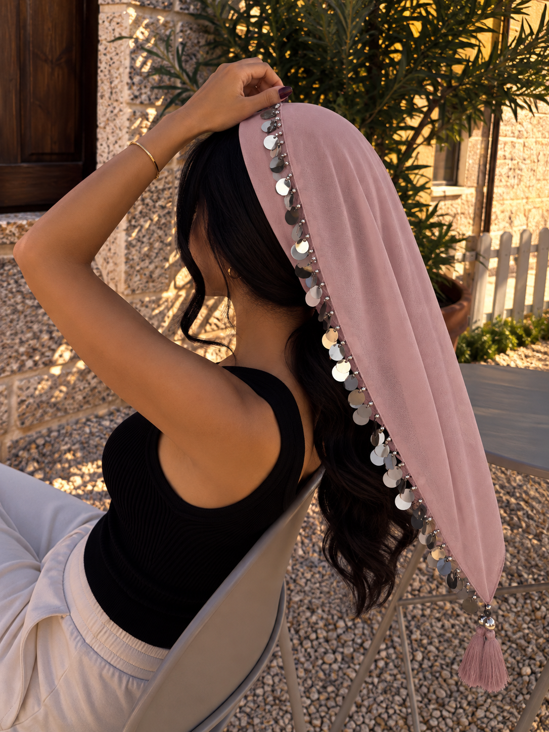 ZIF HAYATI ROSE POUDRÉ - Détail argenté 🌸🪡