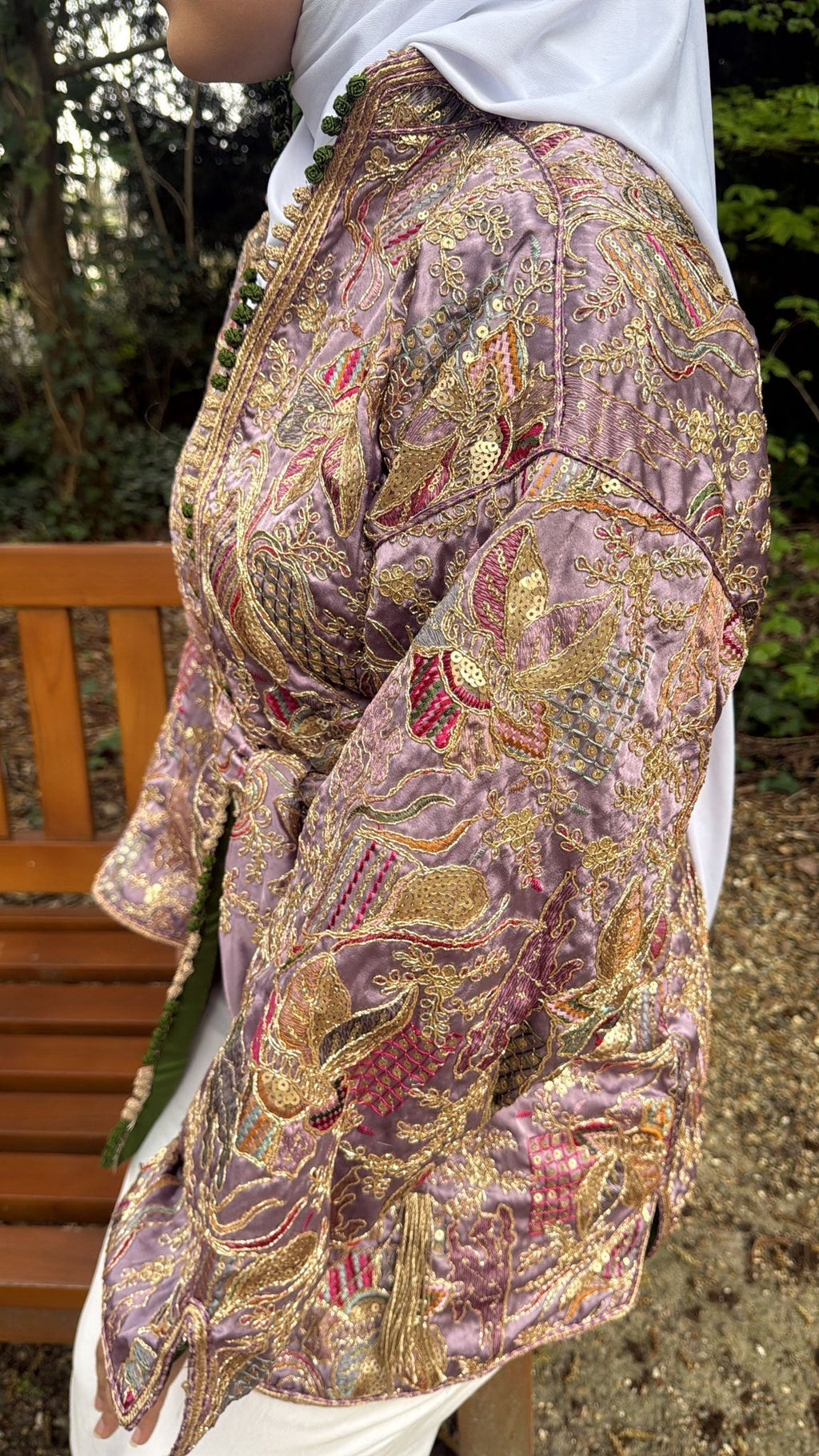 Kimono mauve intérieur vert