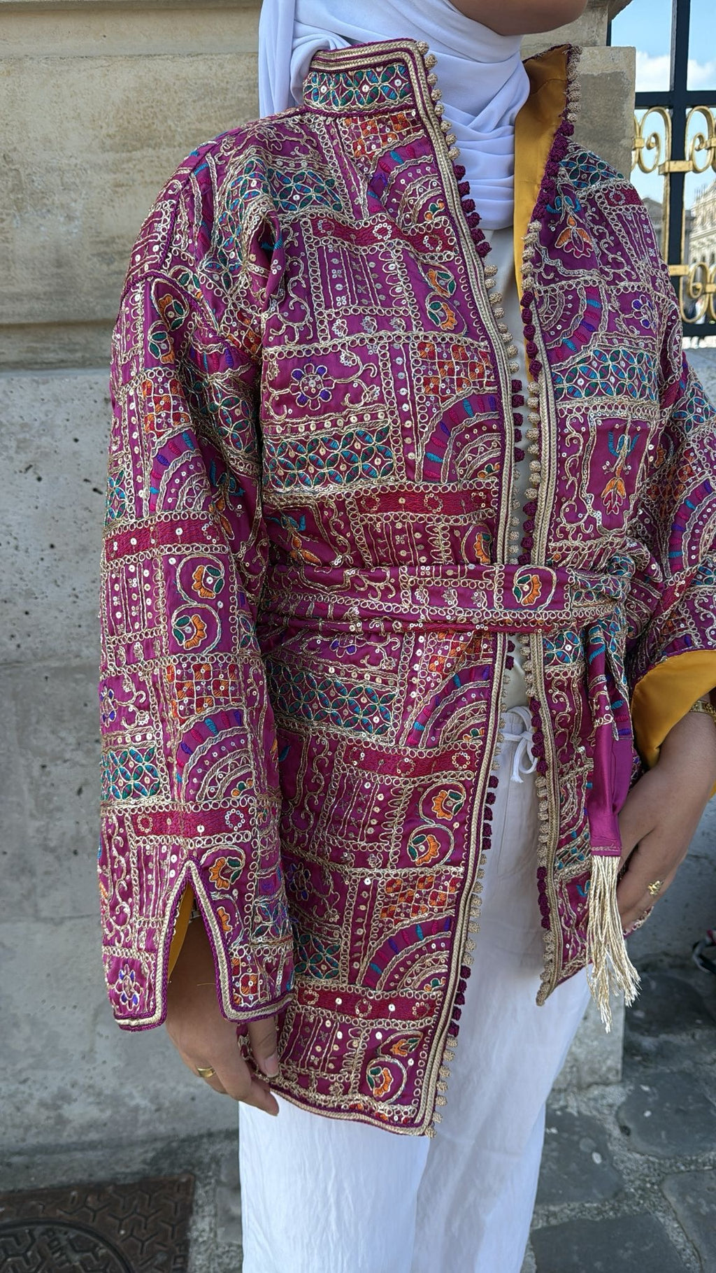 Kimono prune intérieur moutarde 🪡